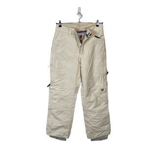 Burton Toast Snowboard Ski Pants Cream Zip Pockets Snap Zip Cuffed SZ M
